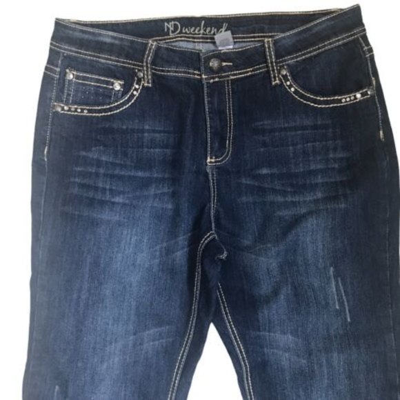 ND Weekend Bootcut Denim Jean Size 16 Rhinestone Sequin Bling NWOT Y2K 36x33 - Picture 3 of 11
